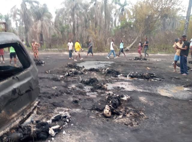 Burnt Illegal refinery workers in Imo