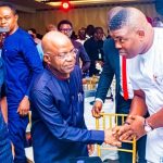 Picture: From left, Abia Central Senator-Elect, Hon Darlington Nwokocha; Abia State Governor-Elect Dr. Alex Otti, OFR, and his Deputy, Engr Ikechukwu Emetu, at the inauguration of the Transition Council at Panyu Hotel, Aba, on Friday.